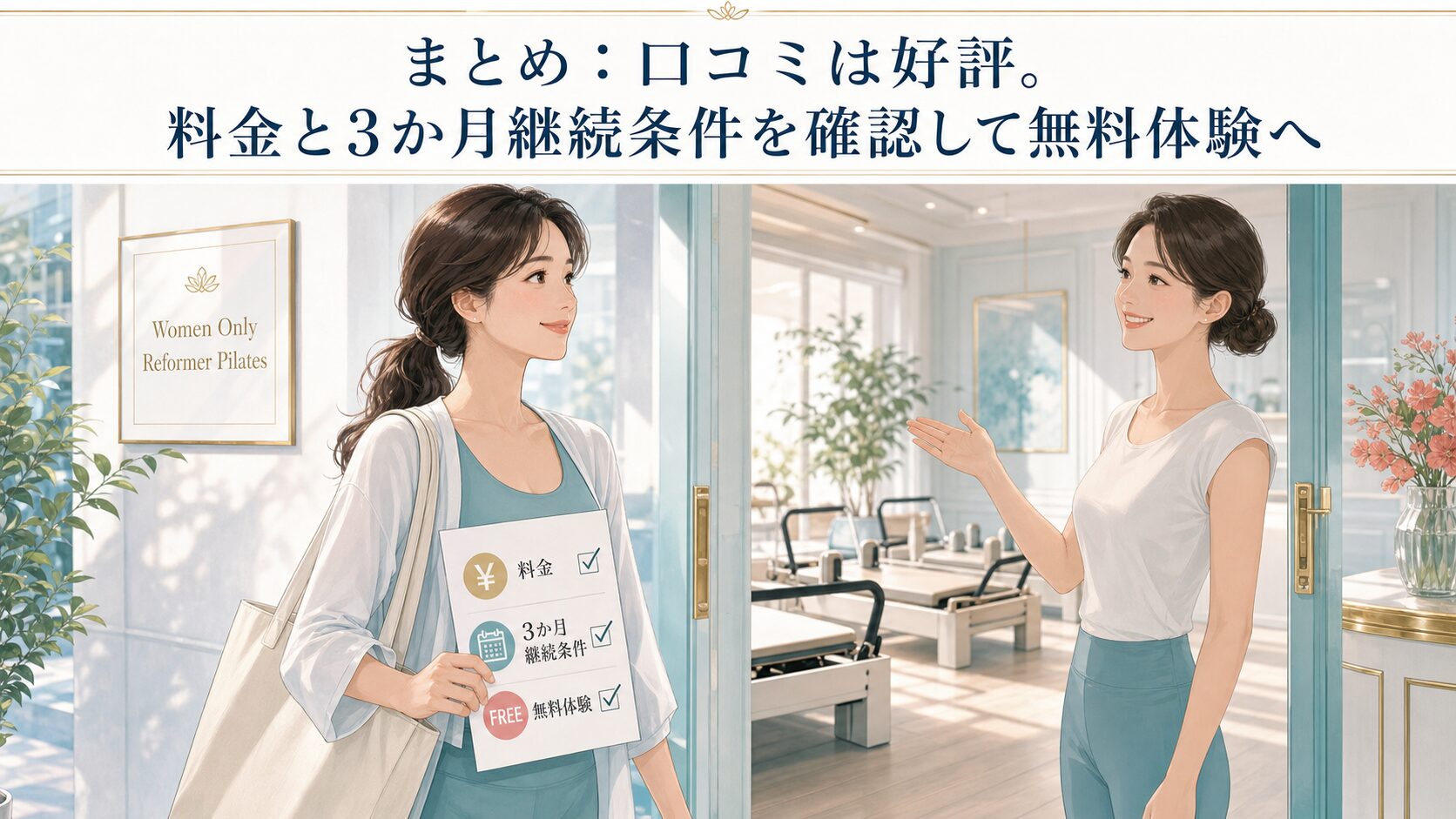 まとめ：口コミは好評。料金と3か月継続条件を確認して無料体験へ