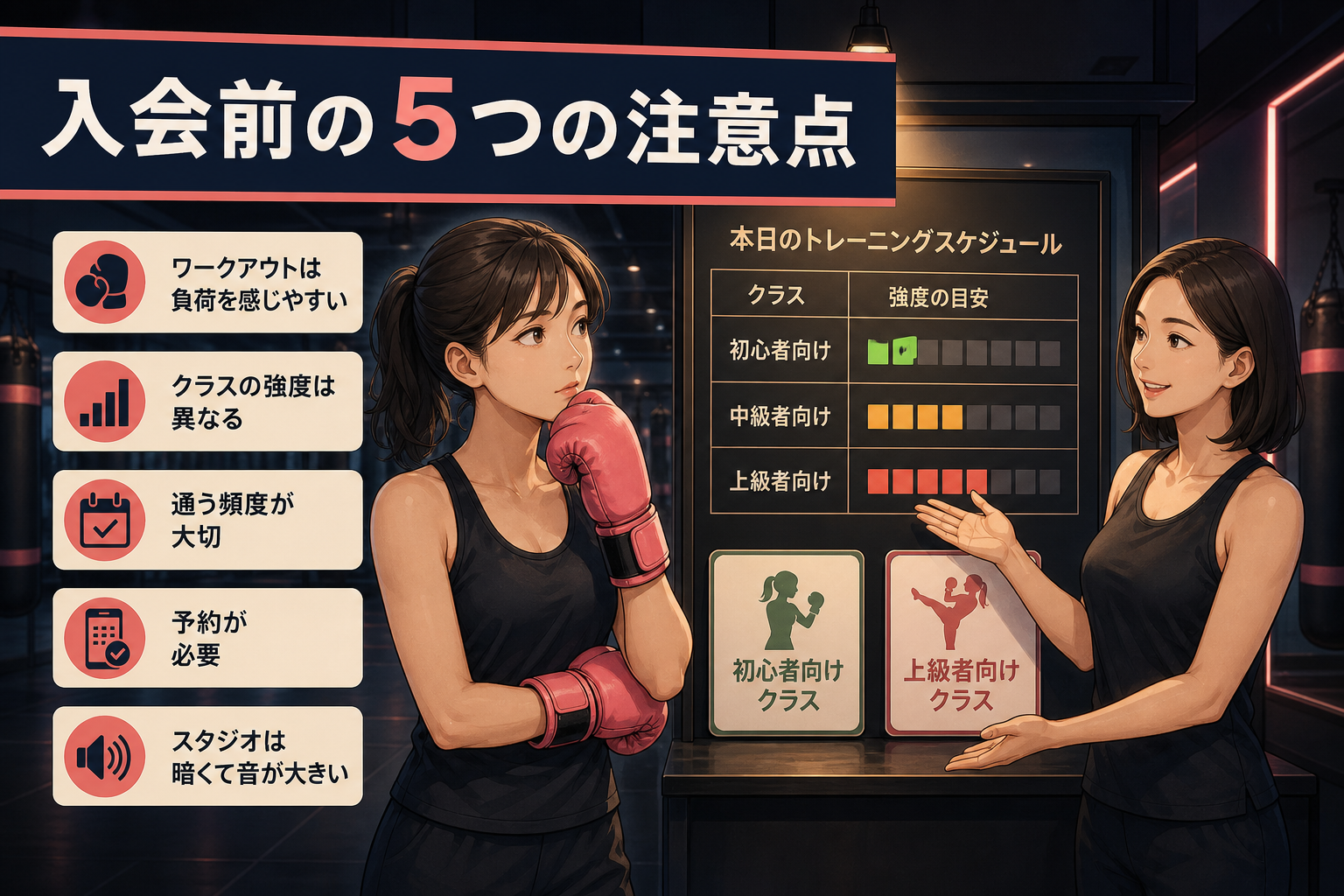 ミットネス入会前の5つの注意点のイメージ