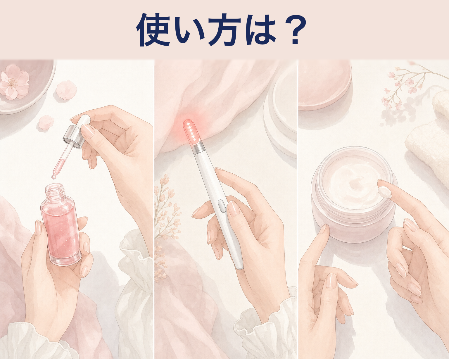サクラハグの3ステップの使い方のイメージ