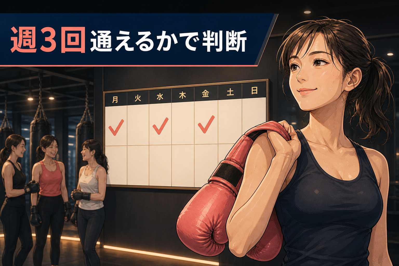 週3回通えるかを判断するイメージ