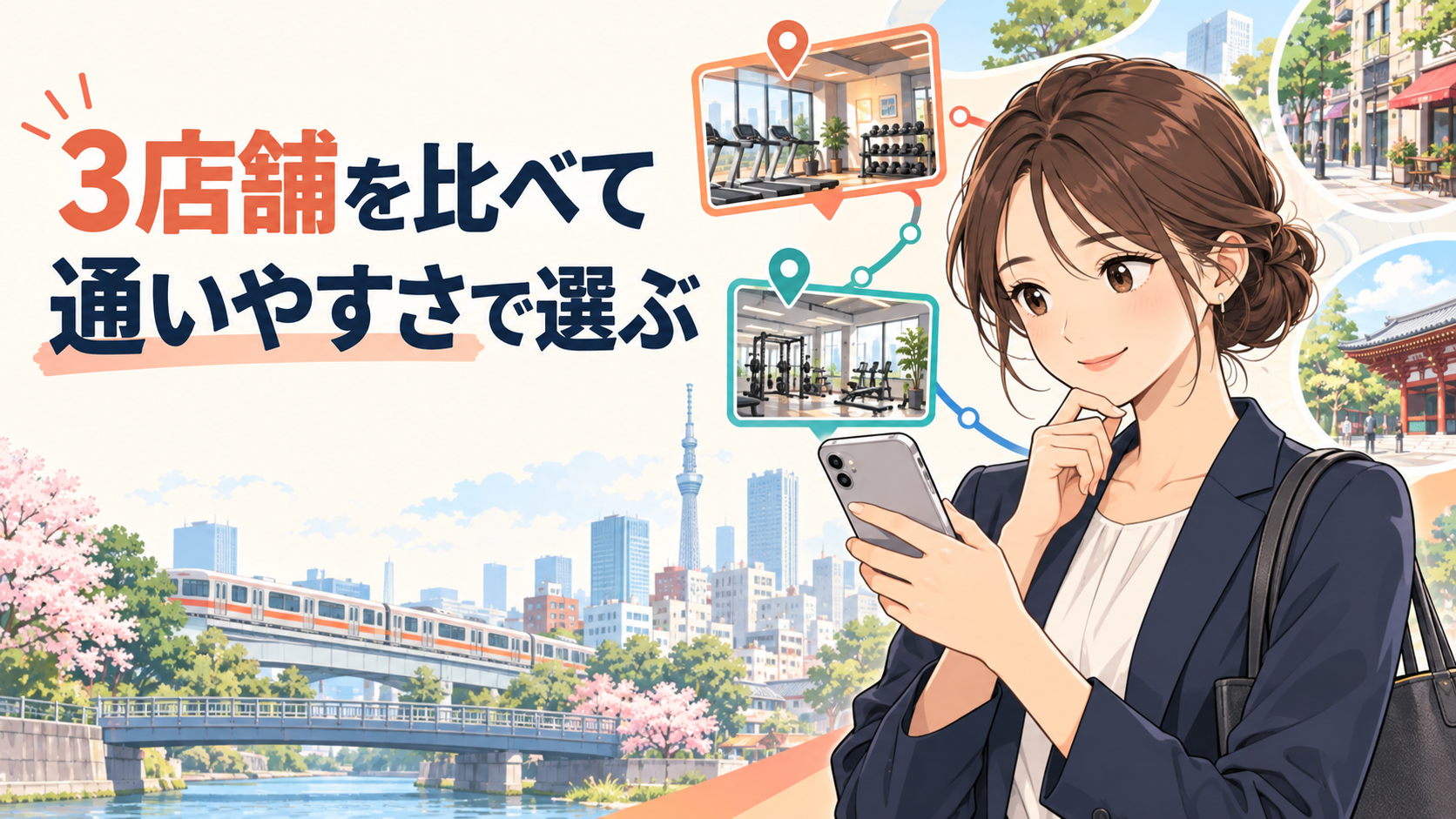 3店舗を比べて通いやすさで選ぶ