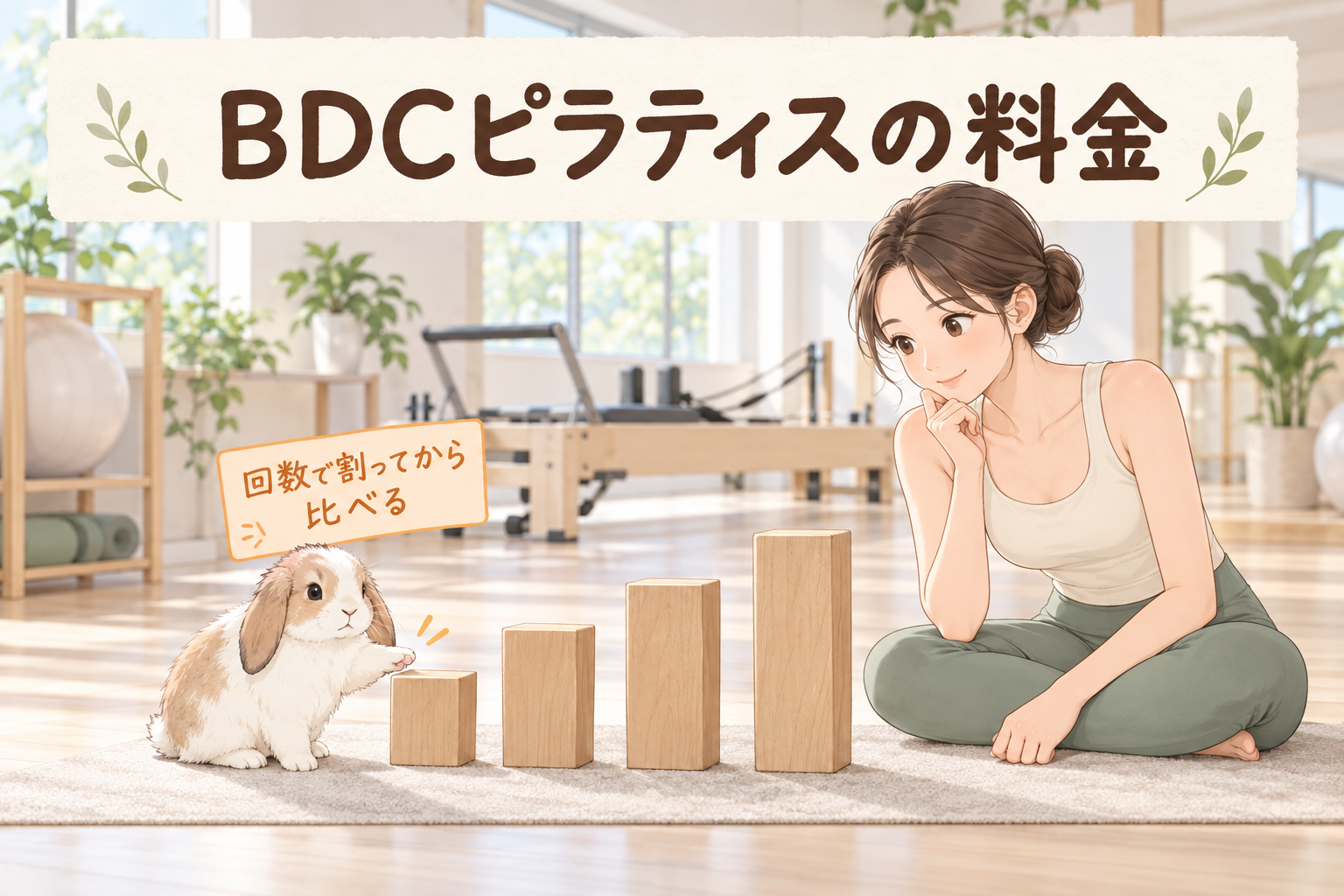 BDCピラティスの料金を1回あたりで比較するイラスト