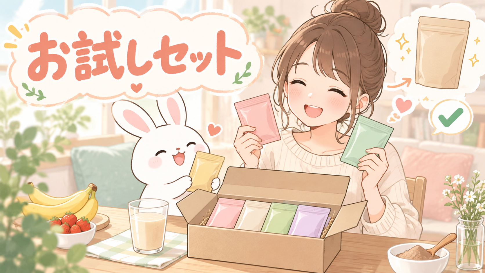 ULTORAのトライアルセットを表すアニメイラスト