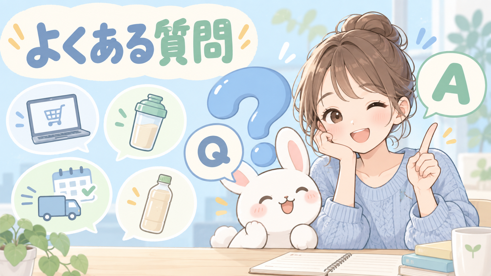 ULTORAのよくある質問を表すアニメイラスト