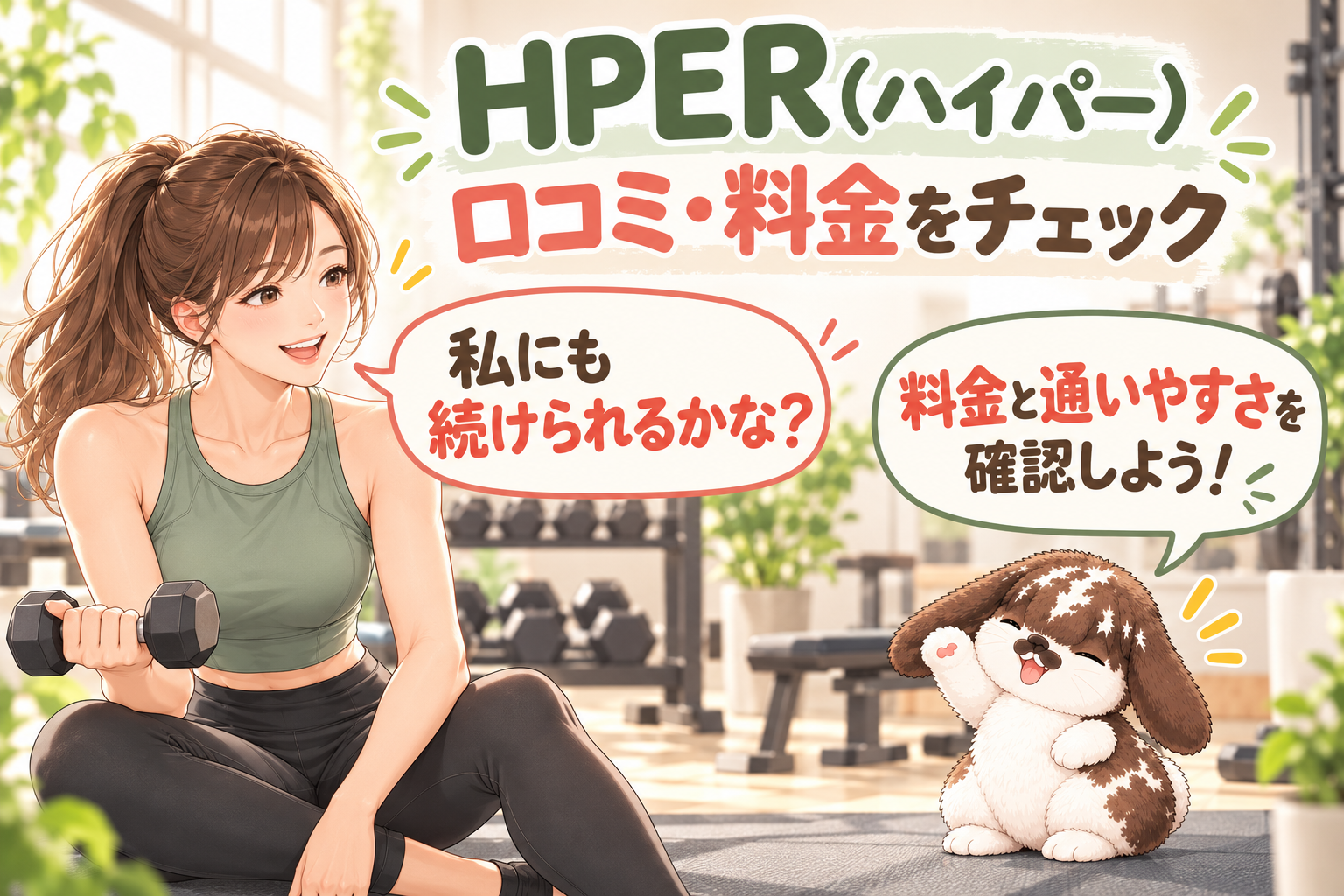 HPERの口コミ・料金・食事指導を相談する筋トレ女子とポテちゃん