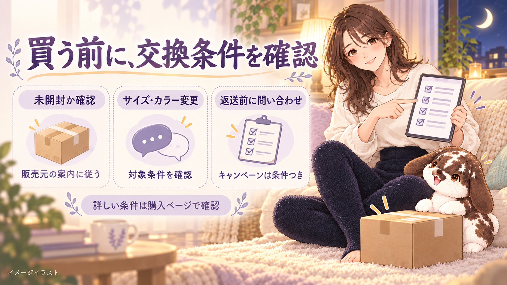 ふわりぃスリムの返品と交換条件の図解