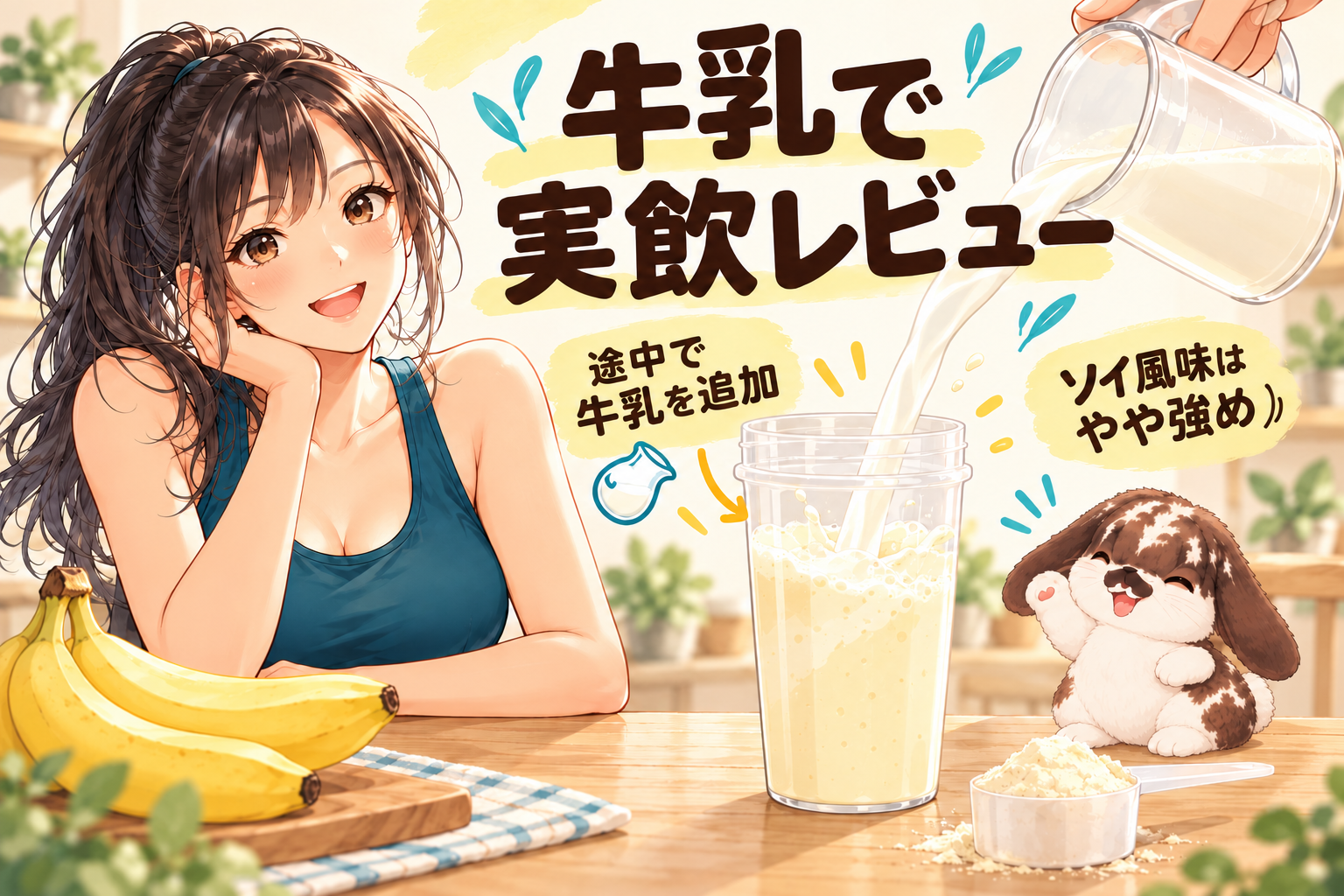 ビープロのバナナ風味を牛乳で実飲レビュー