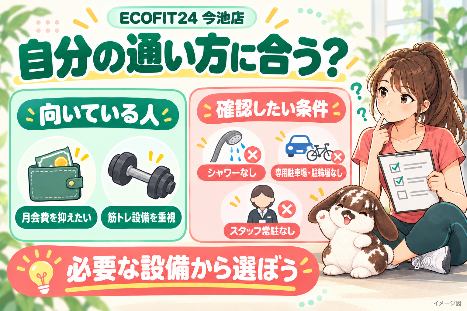 ECOFIT24今池店が向いている人と向いていない人