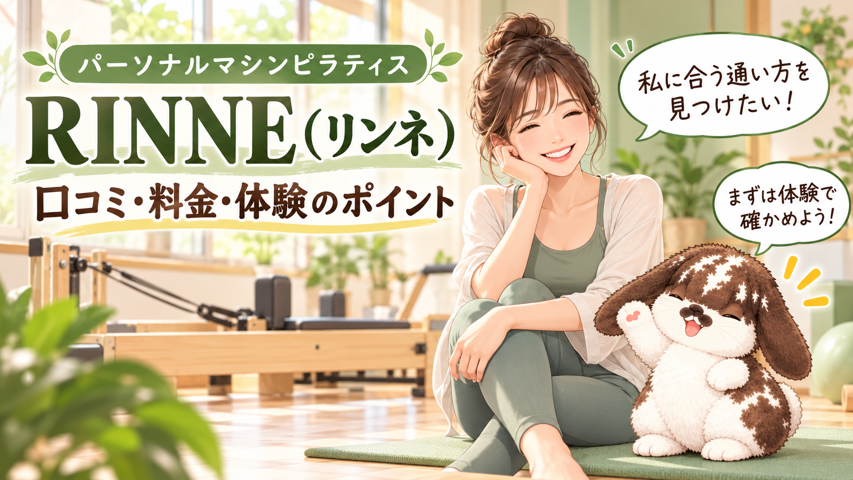 RINNE(リンネ)の口コミ・料金・体験のポイントを紹介するピラティス女子とポテちゃん