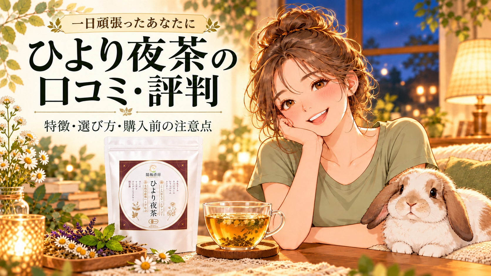 ひより夜茶の口コミ・評判、特徴・選び方・購入前の注意点を紹介するオーガニック女子とポテちゃんのイメージ